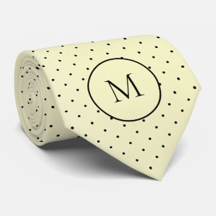Simple Yellow Polka Dots Monogrammed Tie