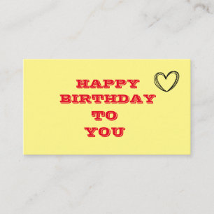 SIMPLE YELLOW RED HEART happy birth day CARD