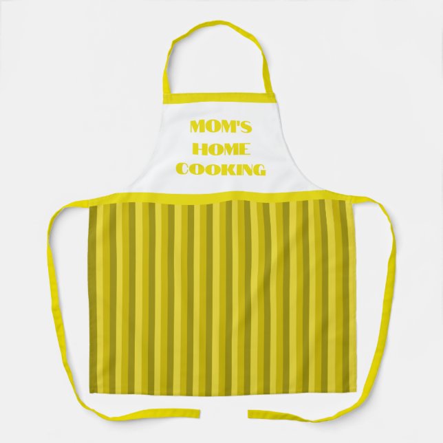 Simple Yellow Stripe Mum's Home Cooking Apron (Front)