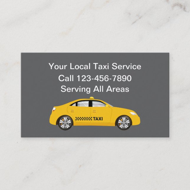 Simple Yellow Taxi Service Business Cards (Front)