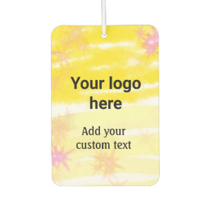 Simple yellow watercolor add your logo custom text car air freshener