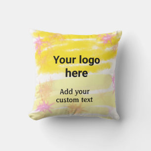Simple yellow watercolor add your logo custom text cushion