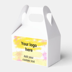 Simple yellow watercolor add your logo custom text favour box