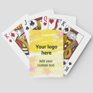 Simple yellow watercolor add your logo custom text playing cards