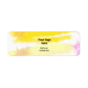 Simple yellow watercolor add your logo custom text return address label
