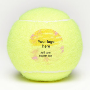 Simple yellow watercolor add your logo custom text tennis balls