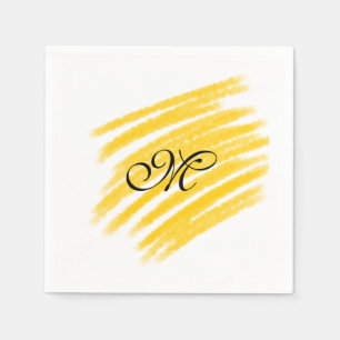 simple yellow watercolor lines add your monogram napkin