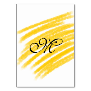 simple yellow watercolor lines add your monogram table number