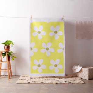 Simple Yellow White Daisy Gold Fabric