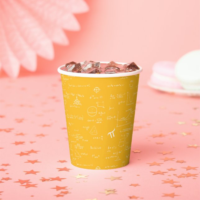Simple Yellow White Math Pattern Paper Cups (Insitu)