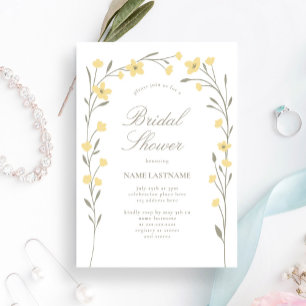 Simple Yellow Wildflower Arch Bridal Shower Invitation