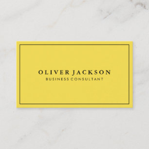Simple Yellow with Black Border Minimalist Business Card