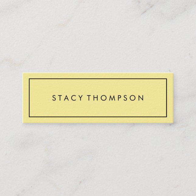 Simple Yellow with Black Border Minimalist Mini Business Card (Front)