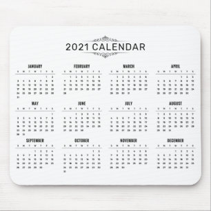 Simple Yet Elegant 2021 Calendar   Mousepad