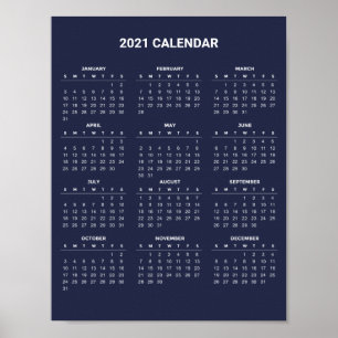 Simple Yet Elegant 2021 Calendar   Poster