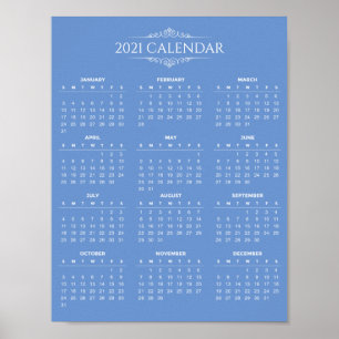 Simple yet Elegant 2021 Calendar   Poster