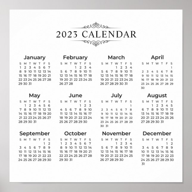 Simple Yet Elegant 2023 Calendar | Poster (Front)