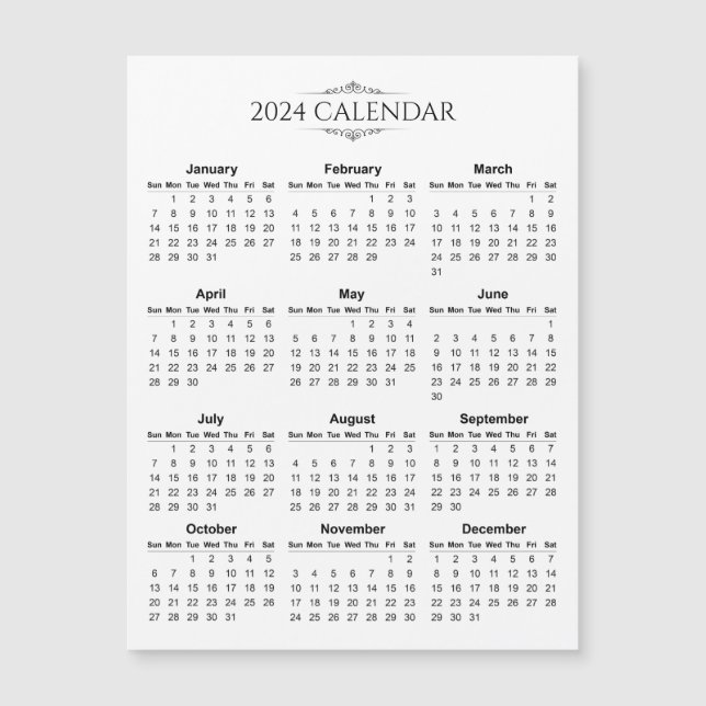 Simple yet Elegant 2024 Calendar | Magnetic Card (Front)