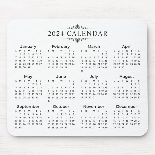 Simple Yet Elegant 2024 Calendar | Mousepad (Front)