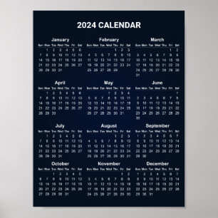 Simple Yet Elegant 2024 Calendar   Poster