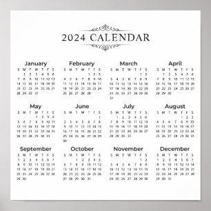 Simple Yet Elegant 2024 Calendar Poster