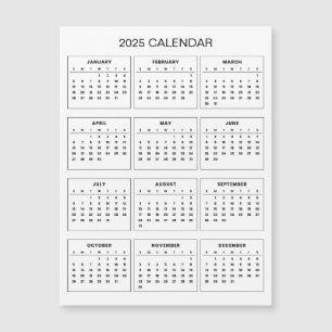 Simple Yet Elegant 2025 Calendar   Magnetic Card