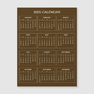 Simple Yet Elegant 2025 Calendar Magnetic Card