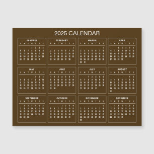 Simple Yet Elegant 2025 Calendar Magnetic Card