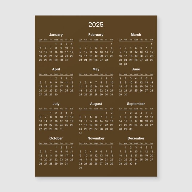 Simple Yet Elegant 2025 Calendar | Magnetic Card (Front)