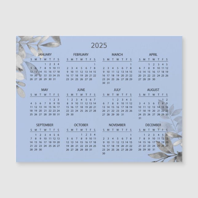 Simple Yet Elegant 2025 Calendar | Magnetic Card (Front)