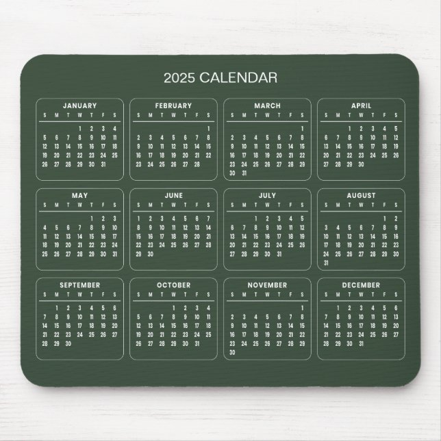 Simple Yet Elegant 2025 Calendar | Mousepad (Front)