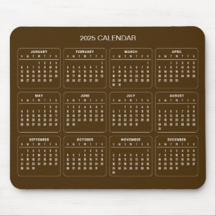 Simple Yet Elegant 2025 Calendar   Mousepad