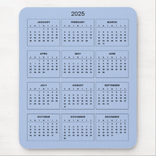 Simple Yet Elegant 2025 Calendar Mousepad
