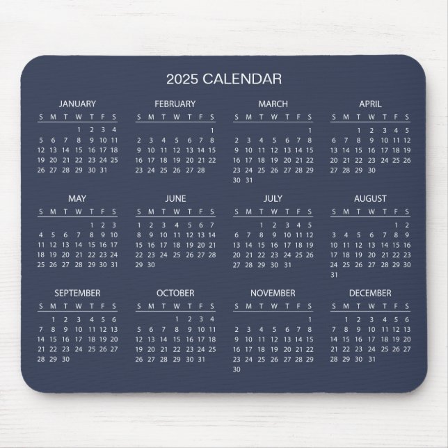 Simple Yet Elegant 2025 Calendar | Mousepad (Front)