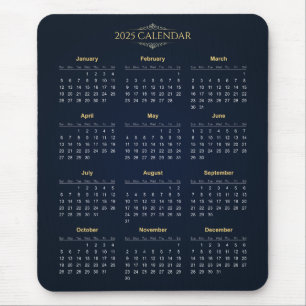 Simple Yet Elegant 2025 Calendar   Mousepad