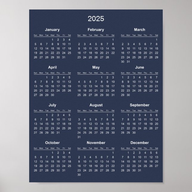 Simple Yet Elegant 2025 Calendar |  Poster (Front)
