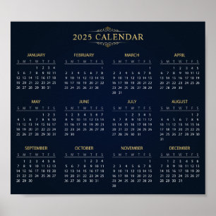 Simple Yet Elegant 2025 Calendar Poster