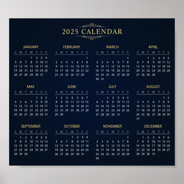 Simple Yet Elegant 2025 Calendar |  Poster (Front)