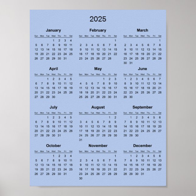 Simple Yet Elegant 2025 Calendar |  Poster (Front)