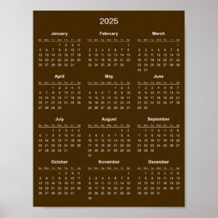 Simple Yet Elegant 2025 Calendar Poster