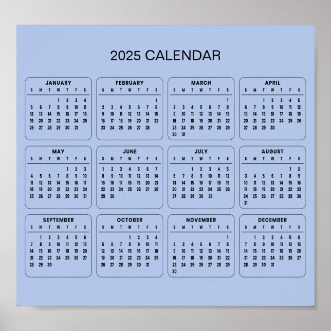 Simple Yet Elegant 2025 Calendar |  Poster (Front)