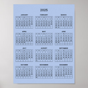 Simple Yet Elegant 2025 Calendar    Poster