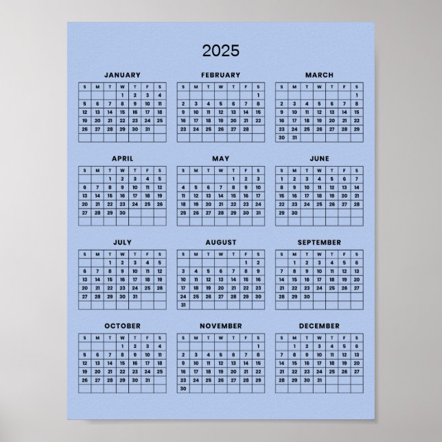 Simple Yet Elegant 2025 Calendar |  Poster (Front)