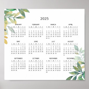 Simple Yet Elegant 2025 Calendar Poster