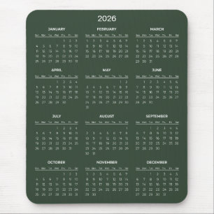 Simple Yet Elegant 2026 Calendar Mousepad