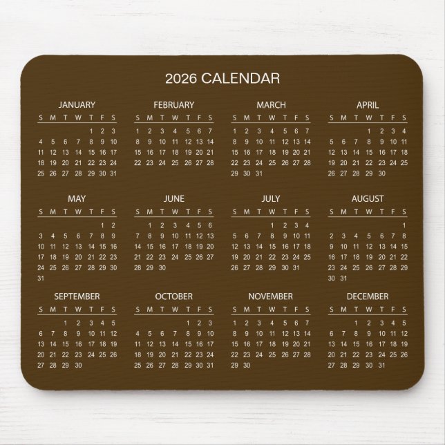 Simple Yet Elegant 2026 Calendar | Mousepad (Front)
