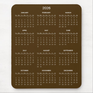 Simple Yet Elegant 2026 Calendar Mousepad