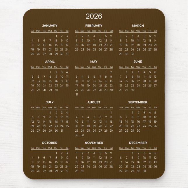 Simple Yet Elegant 2026 Calendar | Mousepad (Front)