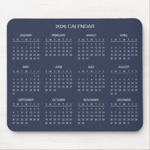 Simple Yet Elegant 2026 Calendar   Mousepad
