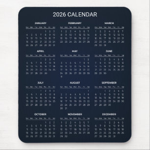 Simple Yet Elegant 2026 Calendar Mousepad